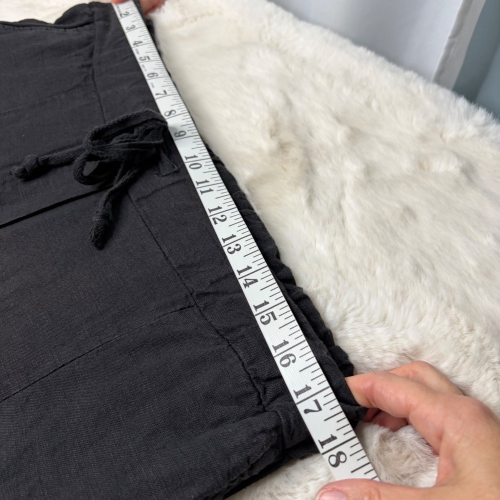 Belle France Black 100% Linen Drawstring Pants Made in Italy One Size - Picture 6 of 10